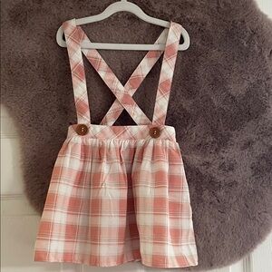 Baileys blossoms Plaid Pink and White Suspender Skirt